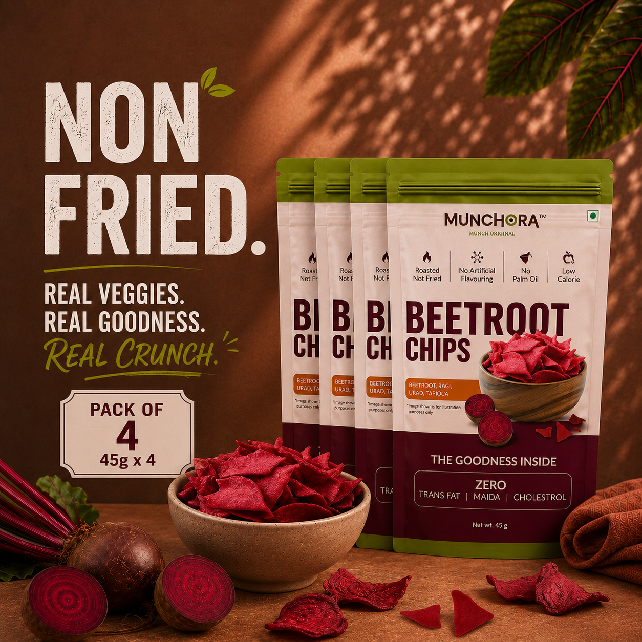 Beetroot Non-Fried Chips (45 g × 4)