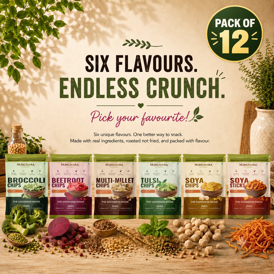 Munchora Non-Fried Chips Combo Pack of 12 (6 Flavours)