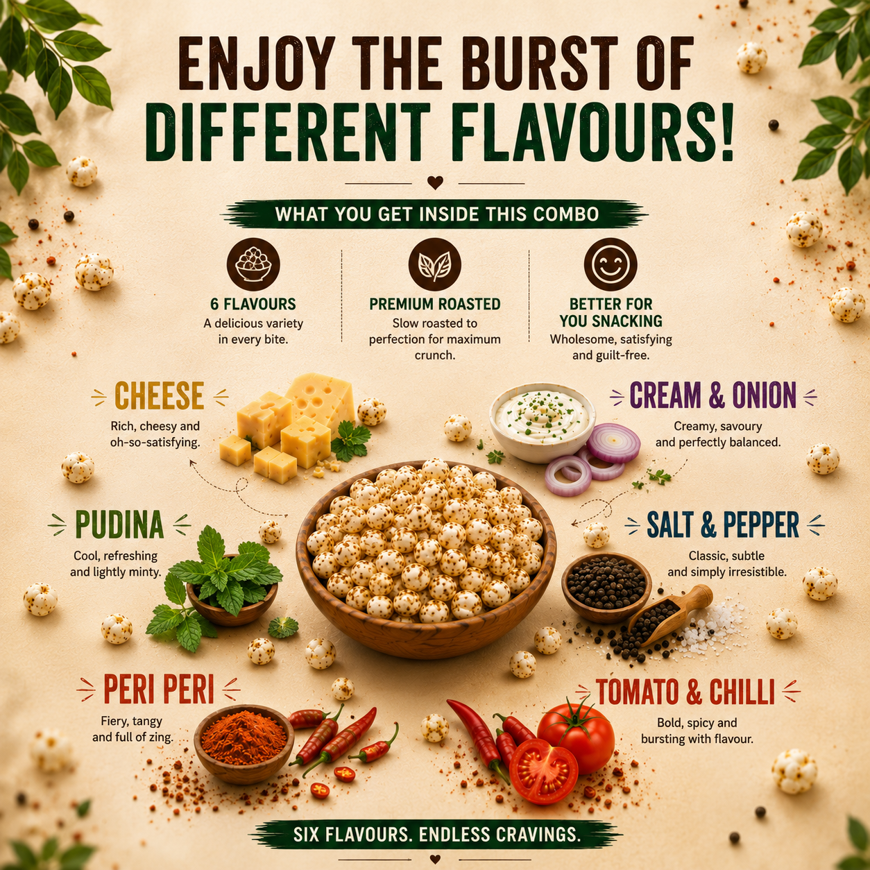 Zesty Makhana Combo Pack (6 Flavours)