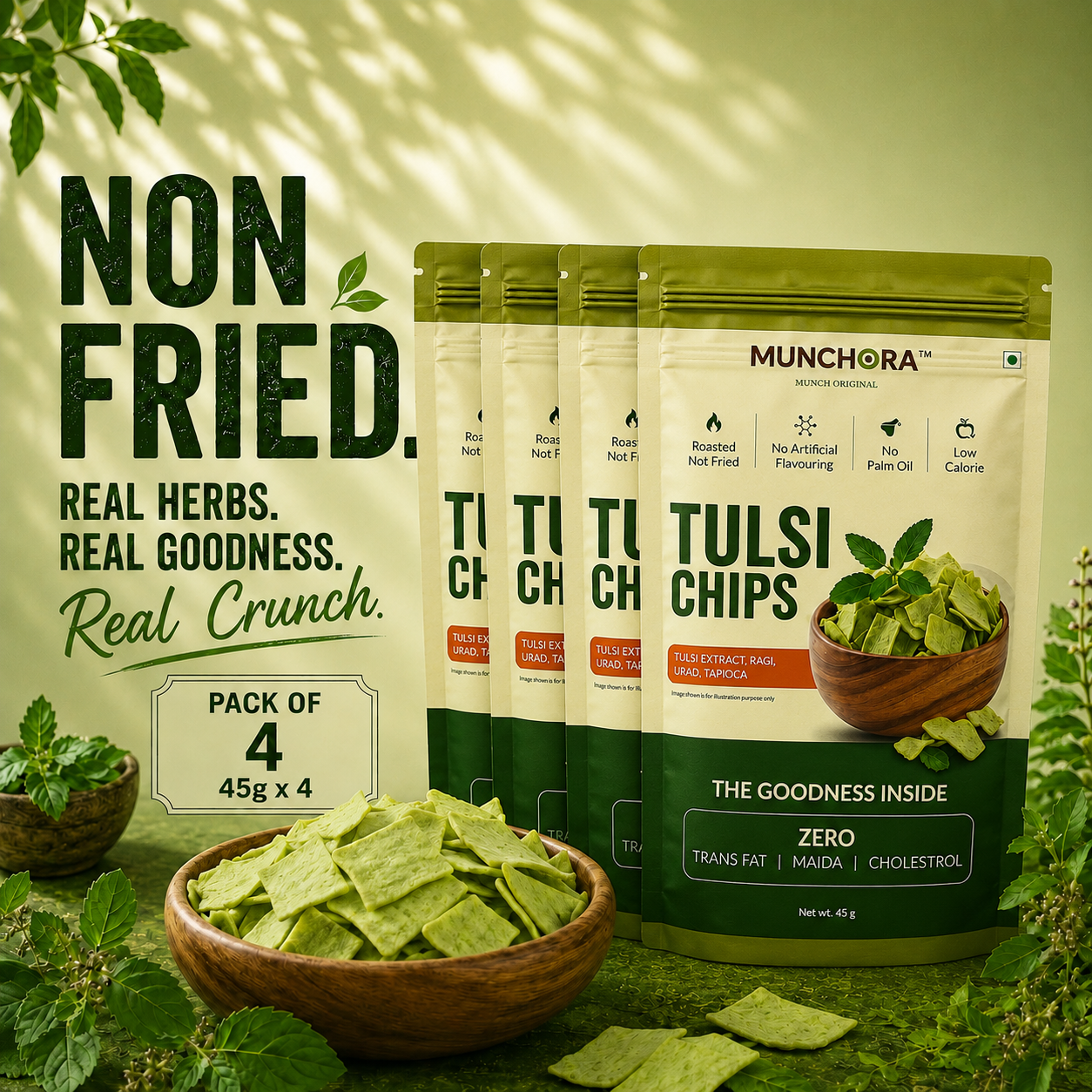 Tulsi Non-Fried Chips (45 g × 4)