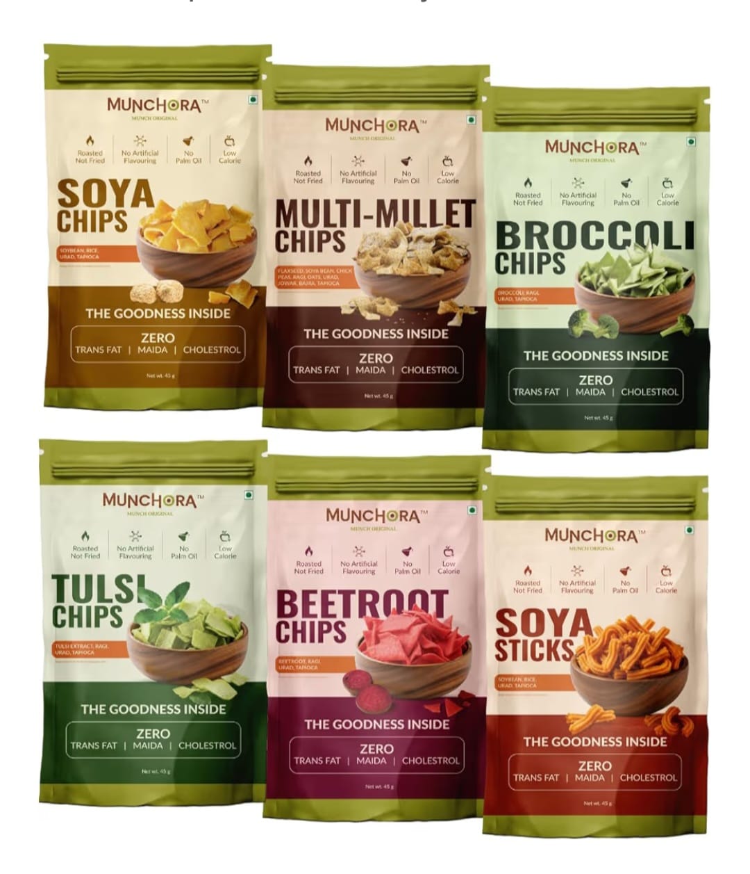 Munchora Non-Fried Chips Combo Pack (6 Flavours)