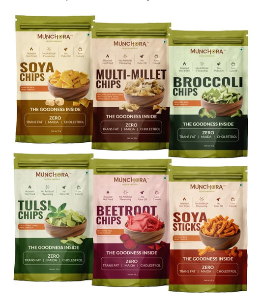 Munchora Non-Fried Chips Combo Pack (6 Flavours)